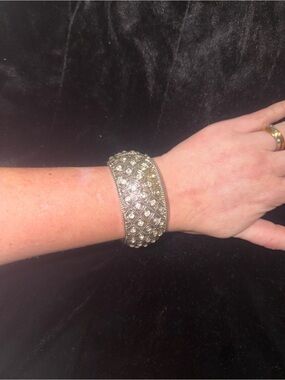 Silver Crystal-Embellished Stretch Bracelet